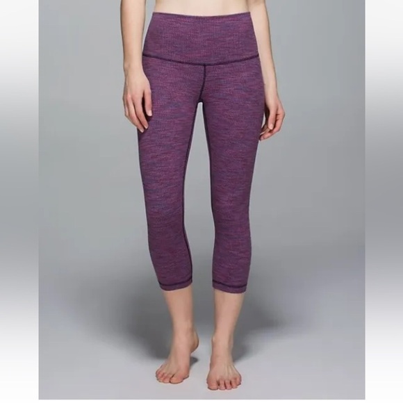 LULULEMON Wunder Under Crop II Diamond Jacquard Space Dye Blue Purple S… - Picture 4 of 14